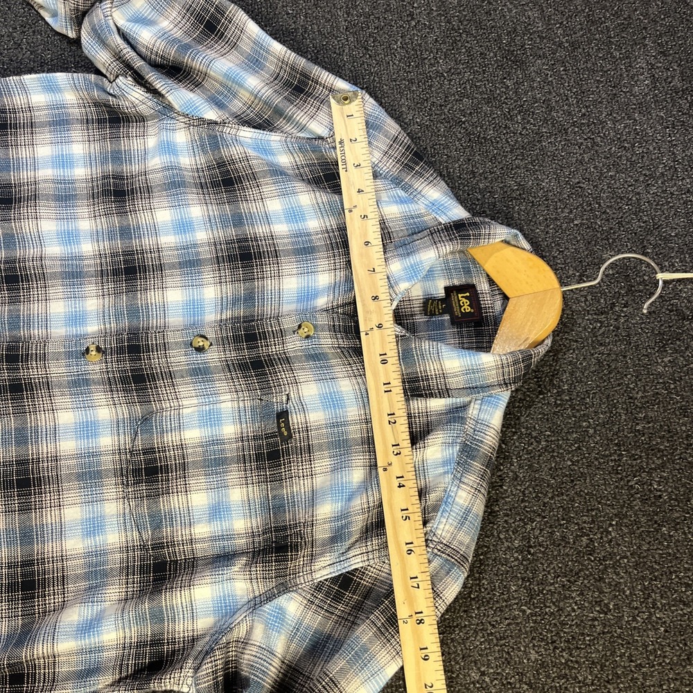 Lee Flannel Mens Large Blue Plaid Shirt‎ Jacket Outdoor - Picture 7 of 9